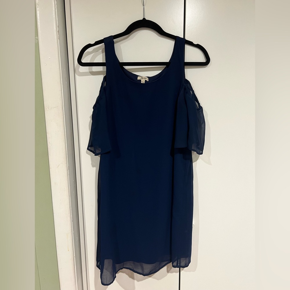 Navy off the shoulder dress
